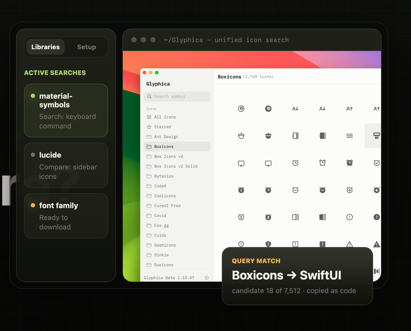 Glyphica app interface screenshot